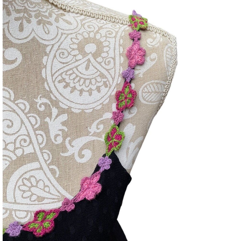 Whimsigoth Betsey Johnson Y2K Swiss Dot Slip Dress Pink Flowers NWT M - Picture 7 of 11